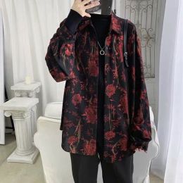 Men's Fashionable Retro Abstract Printed Shirt (Option: Red-3XL)